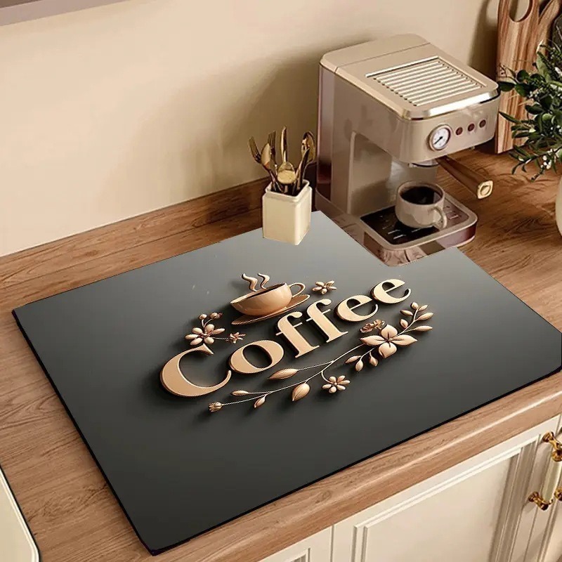 سجادة مطبخ ماصة بتصميم القهوة، - مراجعة Bar Mat Rubber وسعره